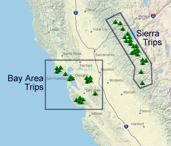 Map of Backpacking Trips