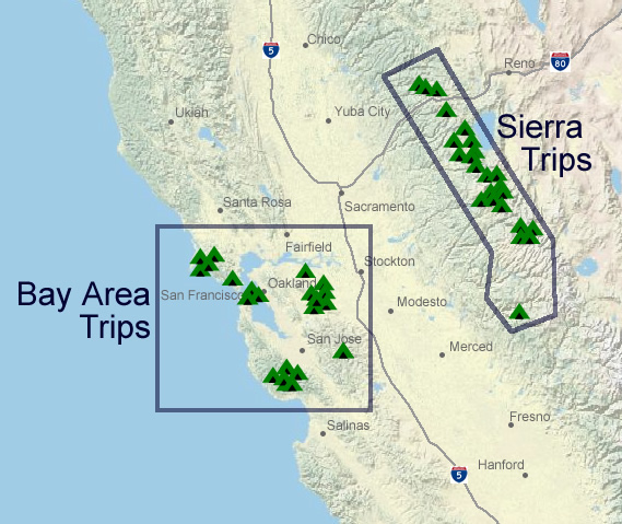 Map of Backpacking Trips